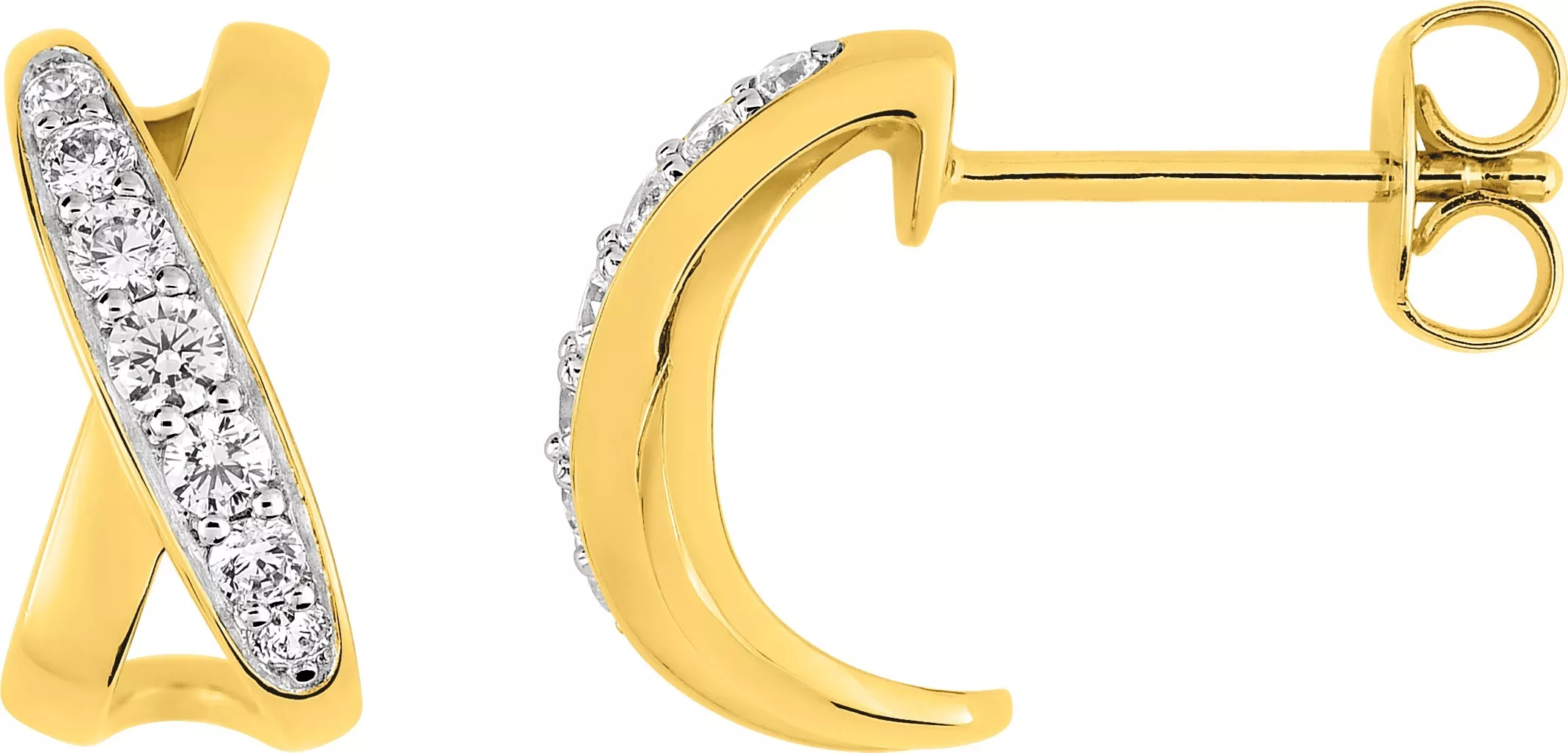 Boucles d'oreilles Demi-créoles Plaqué Or Righezza Zirconium - Boucles d'oreilles en Plaqué or