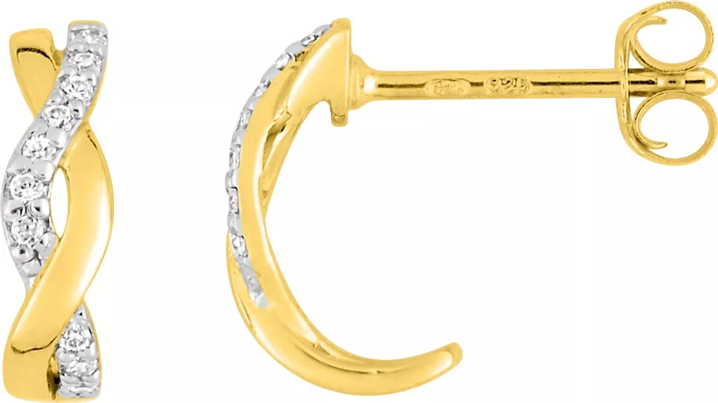 Boucles d'oreilles Demi-créoles Plaqué Or Severia Zirconium - Boucles d'oreilles en Plaqué or