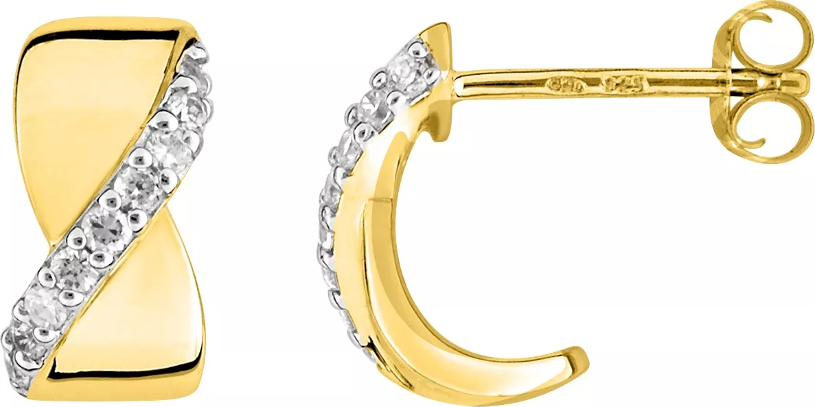 Boucles d'oreilles Demi-créoles Plaqué Or Khirreddine Zirconium - Boucles d'oreilles en Plaqué or