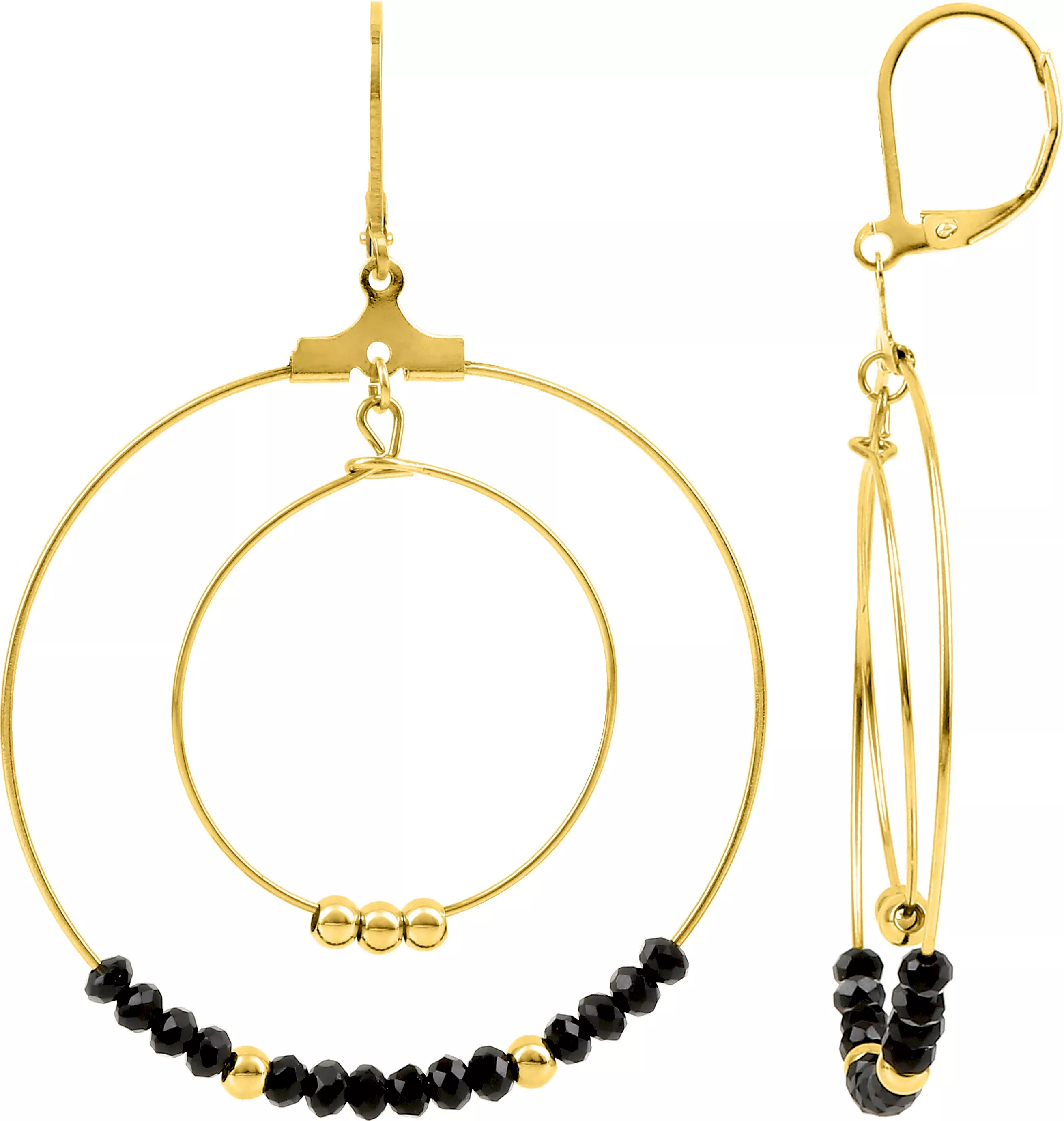 Boucles d'oreilles Dormeuses Acier Doré Kristiane Cristal Noir - Boucles d'oreilles en Acier - Bijoux en Vogue