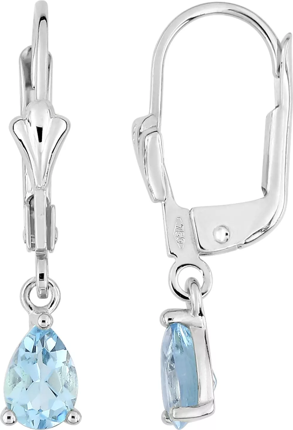 Boucles d'oreilles Dormeuses Or Blanc Exilie bleu Topaze - Boucles d'oreilles en Or 375 9k - Bijoux en Vogue