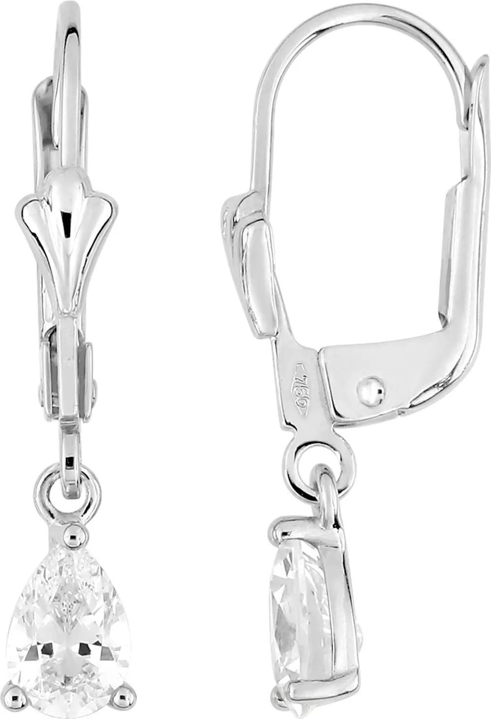 Boucles d'oreilles Dormeuses Or Blanc Fafienne Zirconium - Boucles d'oreilles en Or 375 9k - Bijoux en Vogue