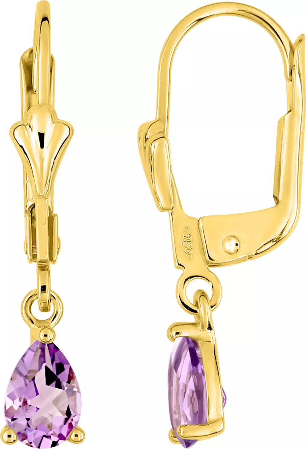 Boucles d'oreilles Dormeuses Or Cenya Améthyste - Boucles d'oreilles en Or 375 9k - Bijoux en Vogue