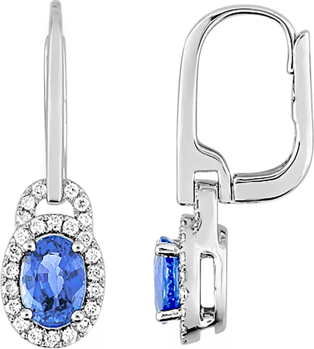 Boucles d'oreilles Dormeuses Or Blanc Antonieta Diamant Saphir - Boucles d'oreilles en Or 750 18k - Bijoux en Vogue