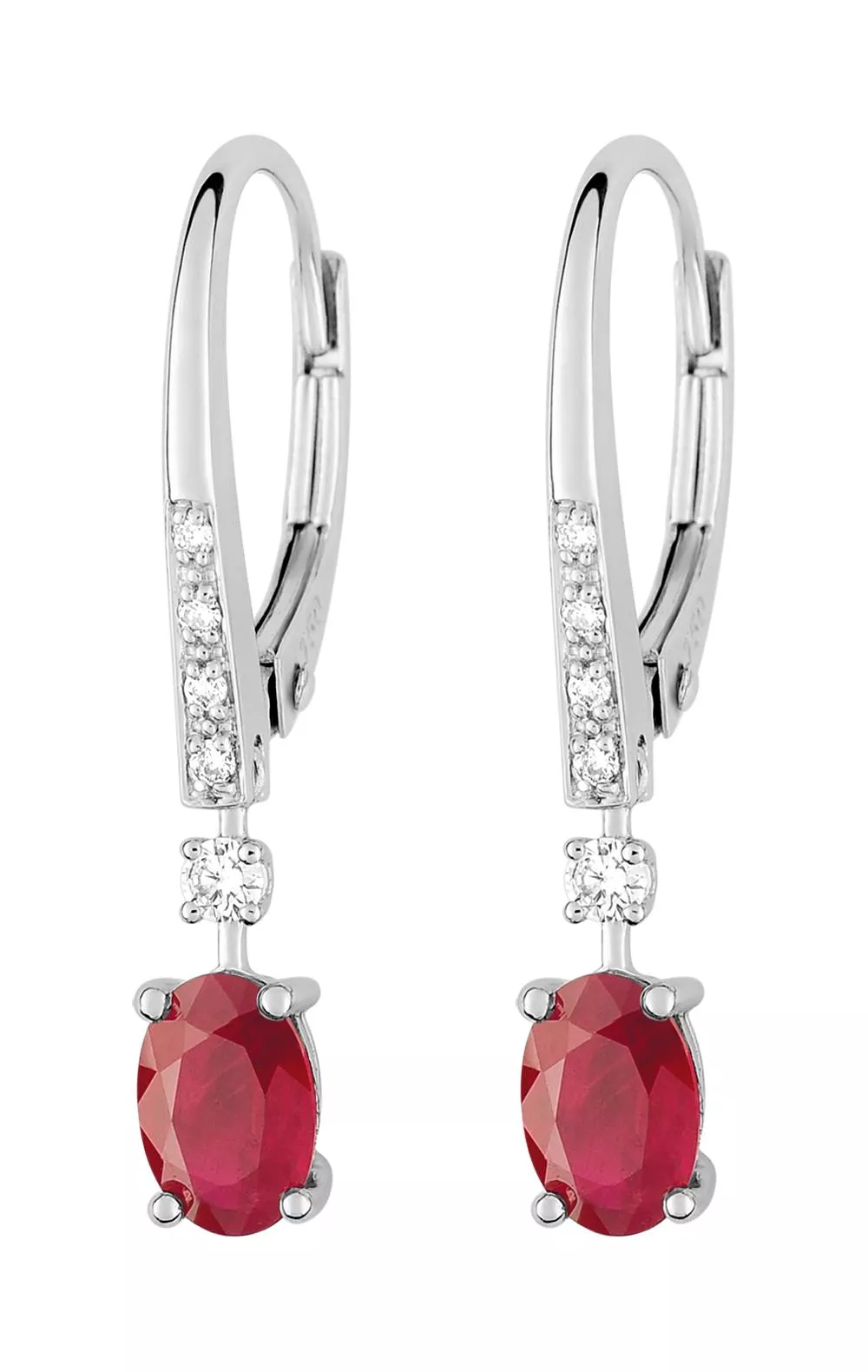 Boucles d'oreilles Dormeuses Or Blanc Fraderique Diamant Rubis - Boucles d'oreilles en Or 750 18k - Bijoux en Vogue