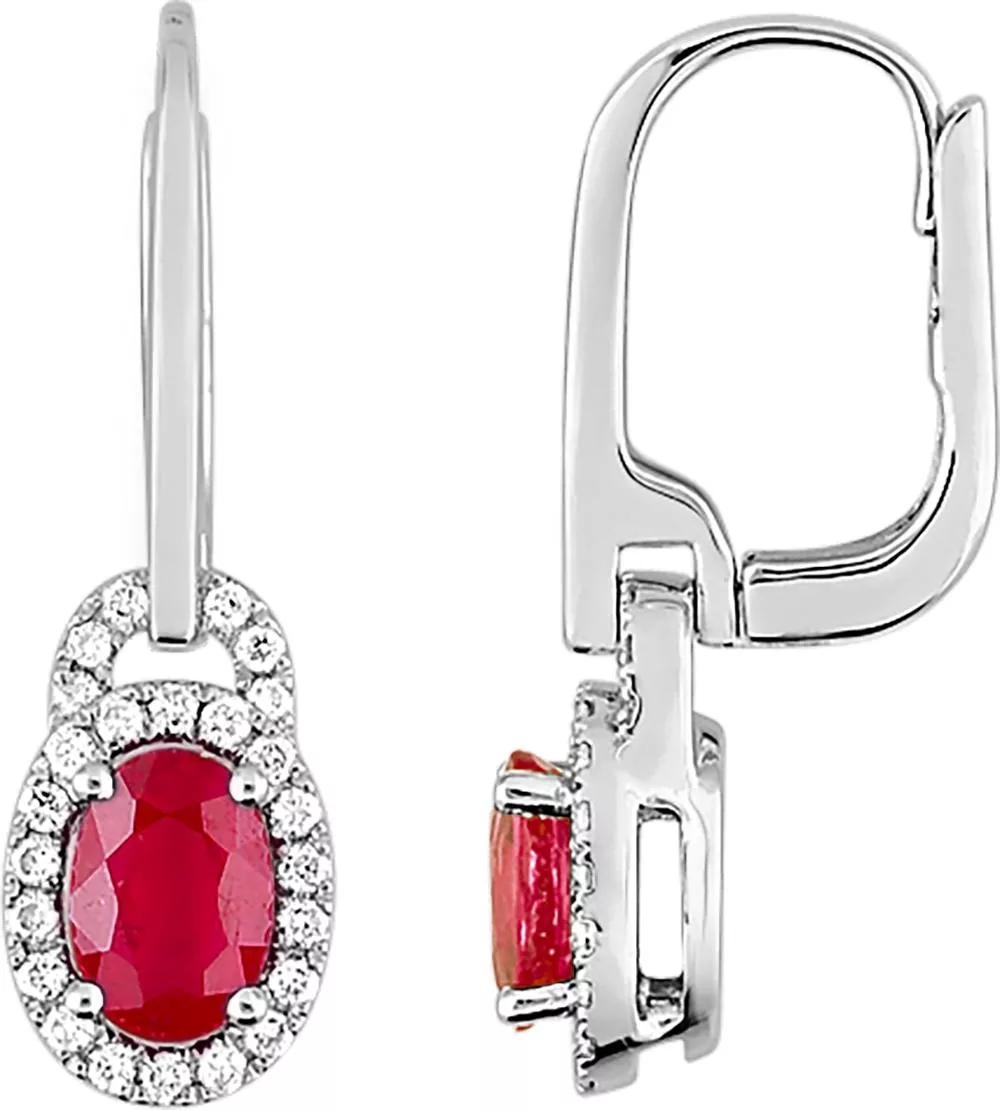 Boucles d'oreilles Dormeuses Or Blanc Munankie Diamant Rubis - Boucles d'oreilles en Or 750 18k - Bijoux en Vogue