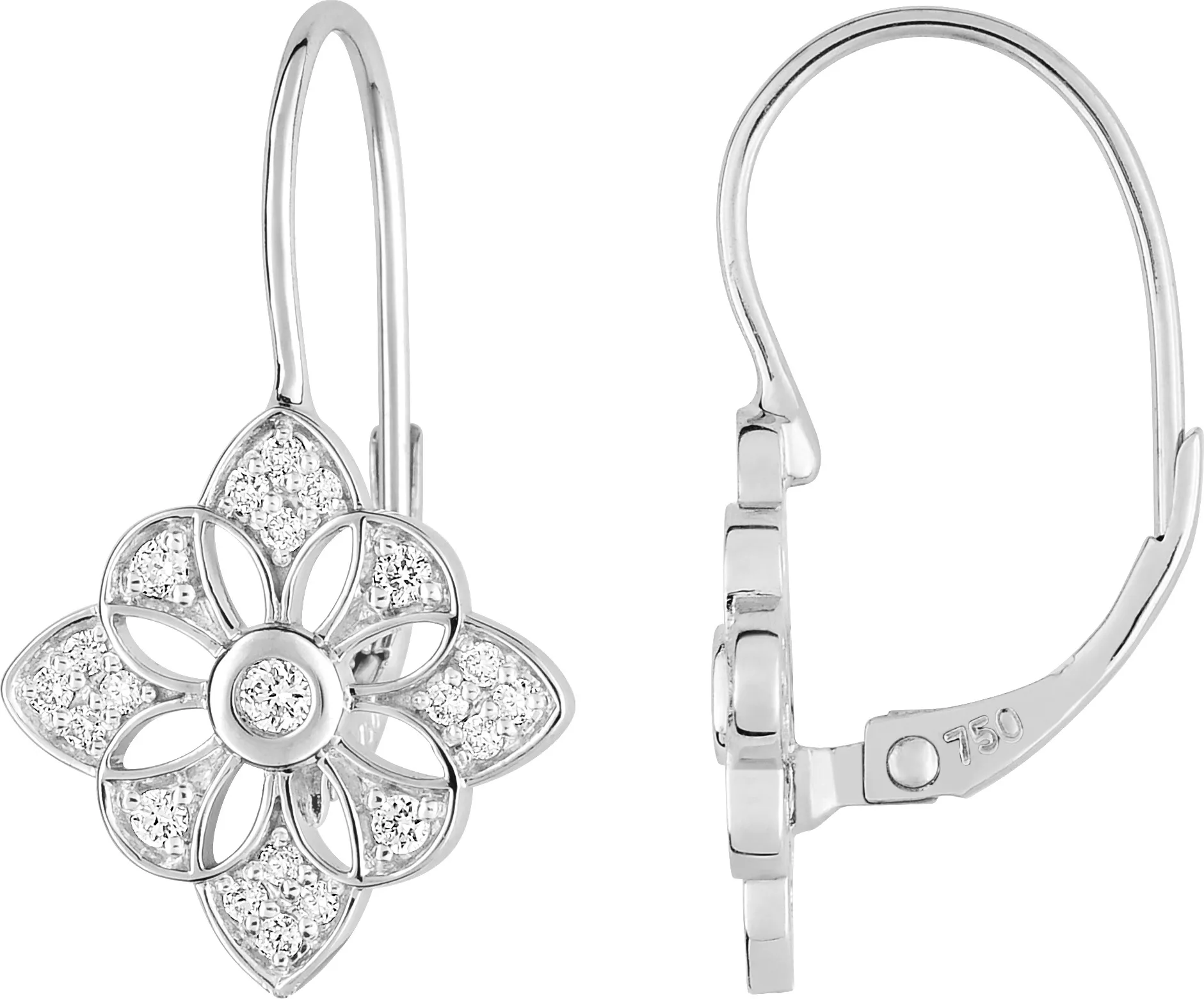 Boucles d'oreilles Dormeuses Or Blanc Douangta Diamant - Boucles d'oreilles en Or 750 18k - Bijoux en Vogue