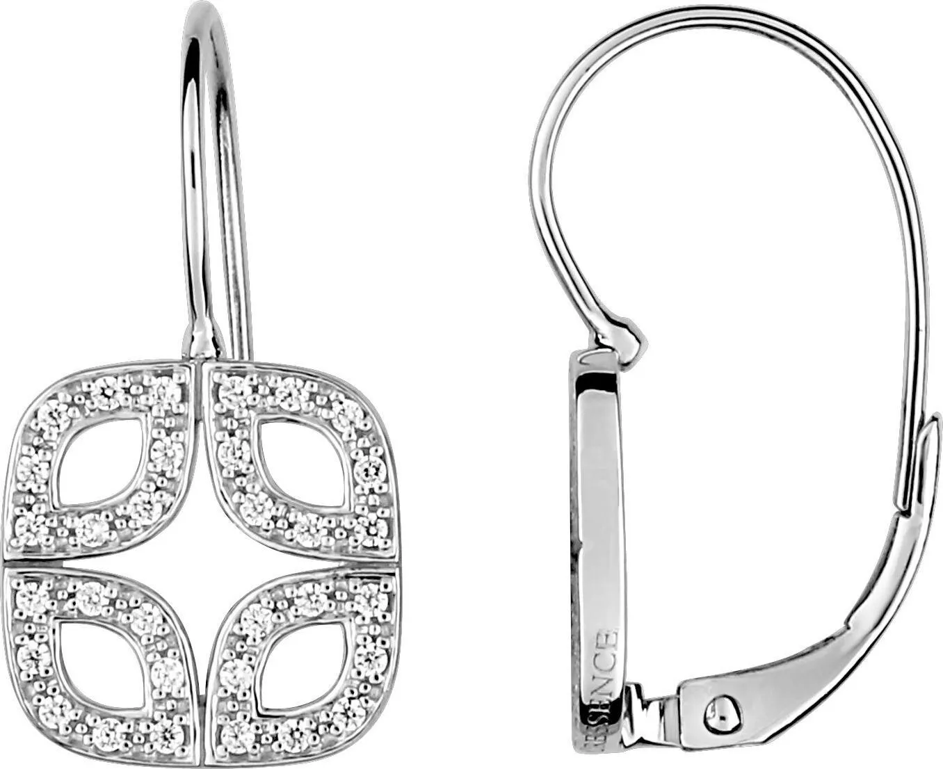Boucles d'oreilles Dormeuses Or Blanc Lujza Diamant - Boucles d'oreilles en Or 750 18k - Bijoux en Vogue