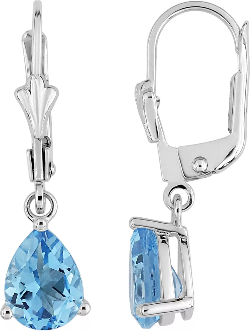 Boucles d'oreilles Dormeuses Or Blanc Suetlana bleu Topaze - Boucles d'oreilles en Or 750 18k - Bijoux en Vogue