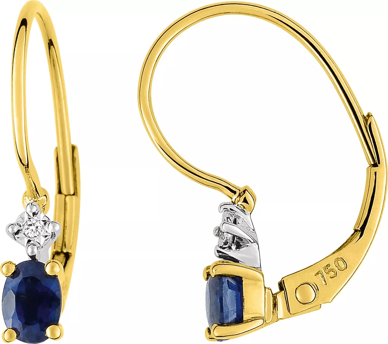 Boucles d'oreilles Dormeuses Or Jaune Khanha ,Blanc Diamant Saphir - Boucles d'oreilles en Or 750 18k - Bijoux en Vogue