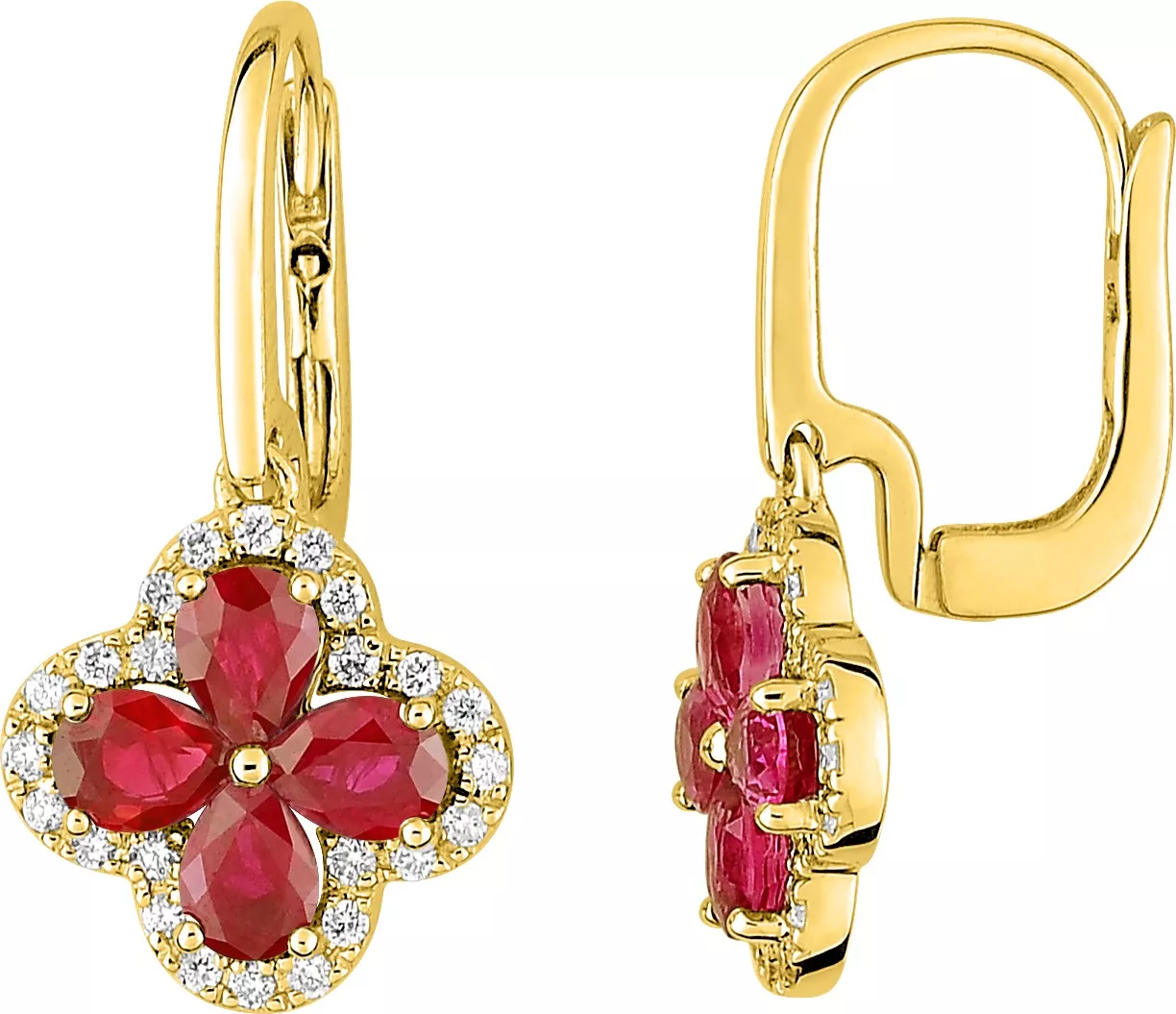 Boucles d'oreilles Dormeuses Or Bourbotte Diamant Rubis - Boucles d'oreilles en Or 750 18k - Bijoux en Vogue
