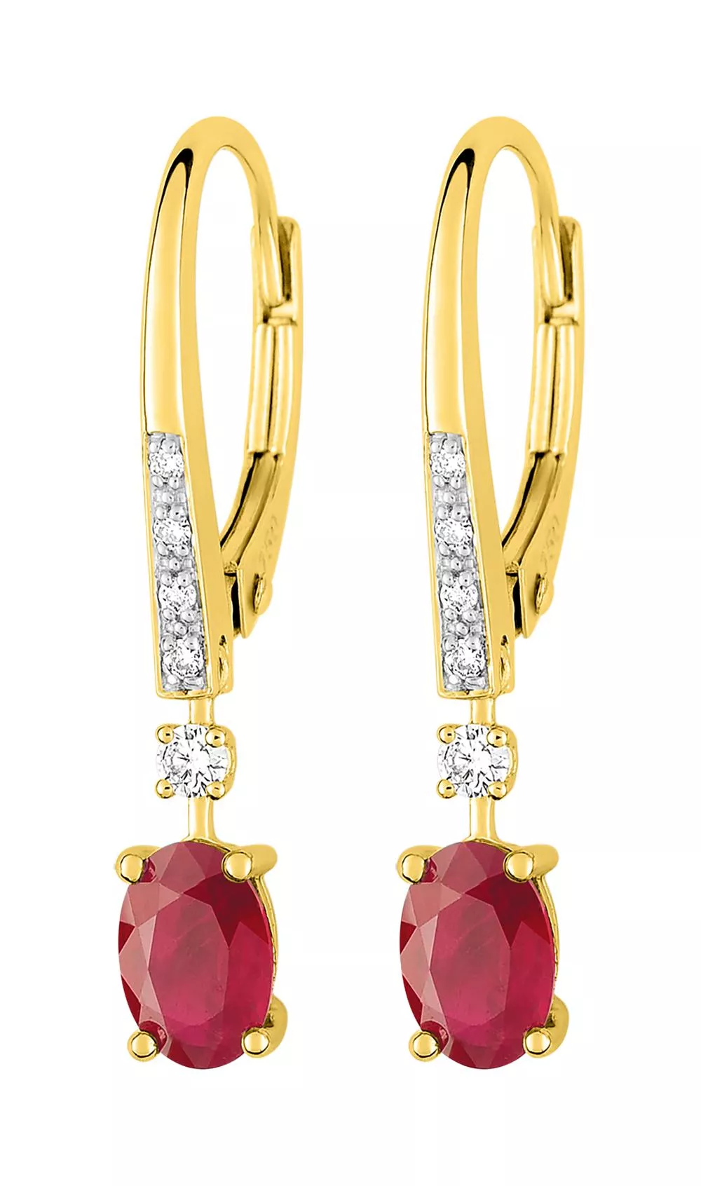 Boucles d'oreilles Dormeuses Or Leititia Diamant Rubis - Boucles d'oreilles en Or 750 18k - Bijoux en Vogue