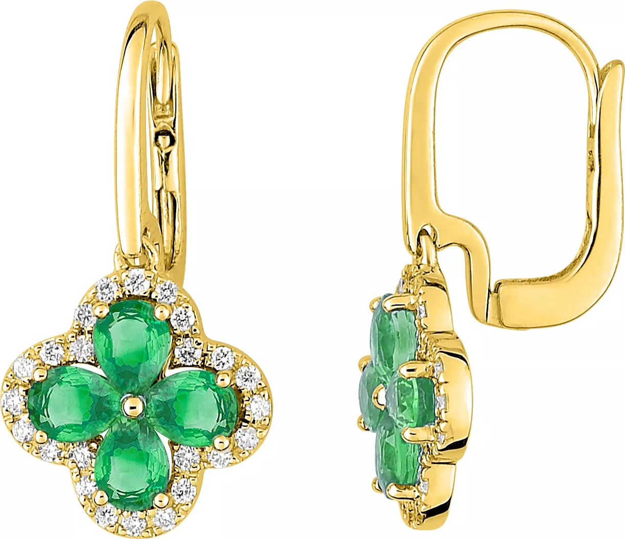 Boucles d'oreilles Dormeuses Or Prassana Diamant Emeraude - Boucles d'oreilles en Or 750 18k - Bijoux en Vogue