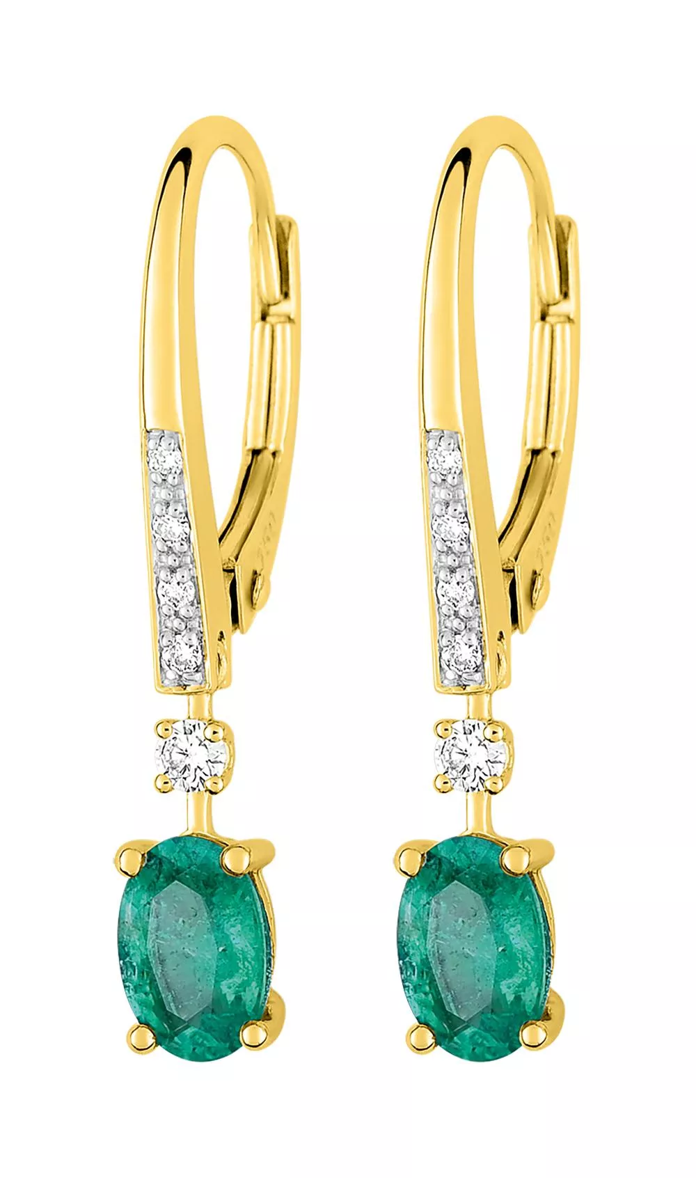 Boucles d'oreilles Dormeuses Or Hourie Diamant Emeraude - Boucles d'oreilles en Or 750 18k - Bijoux en Vogue