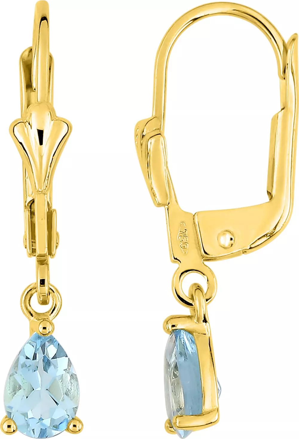 Boucles d'oreilles Dormeuses Or Sadiha bleu Topaze - Boucles d'oreilles en Or 750 18k - Bijoux en Vogue