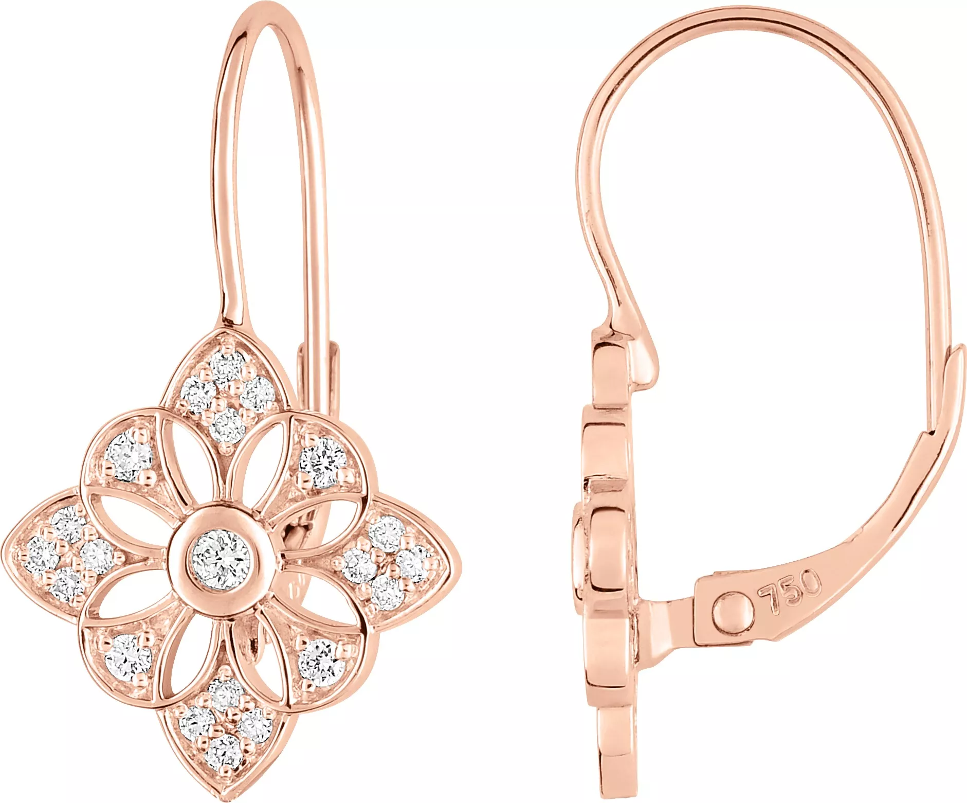 Boucles d'oreilles Dormeuses Or Rose Costance Diamant - Boucles d'oreilles en Or 750 18k - Bijoux en Vogue