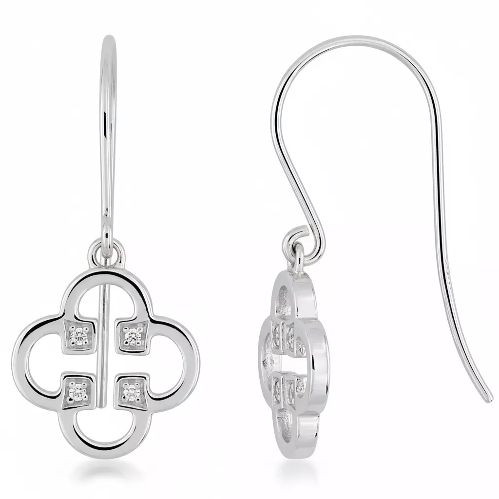 Boucles d'oreilles Or Blanc Diamant - Boucles d'oreilles en Or 375 9k