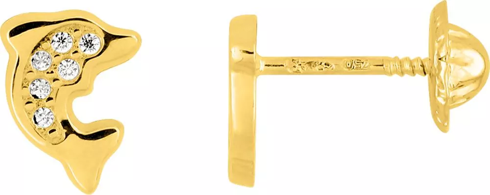 Boucles d'oreilles Enfant Or Bassetiere Zirconium - Boucles d'oreilles en Or 375 9k - Bijoux en Vogue