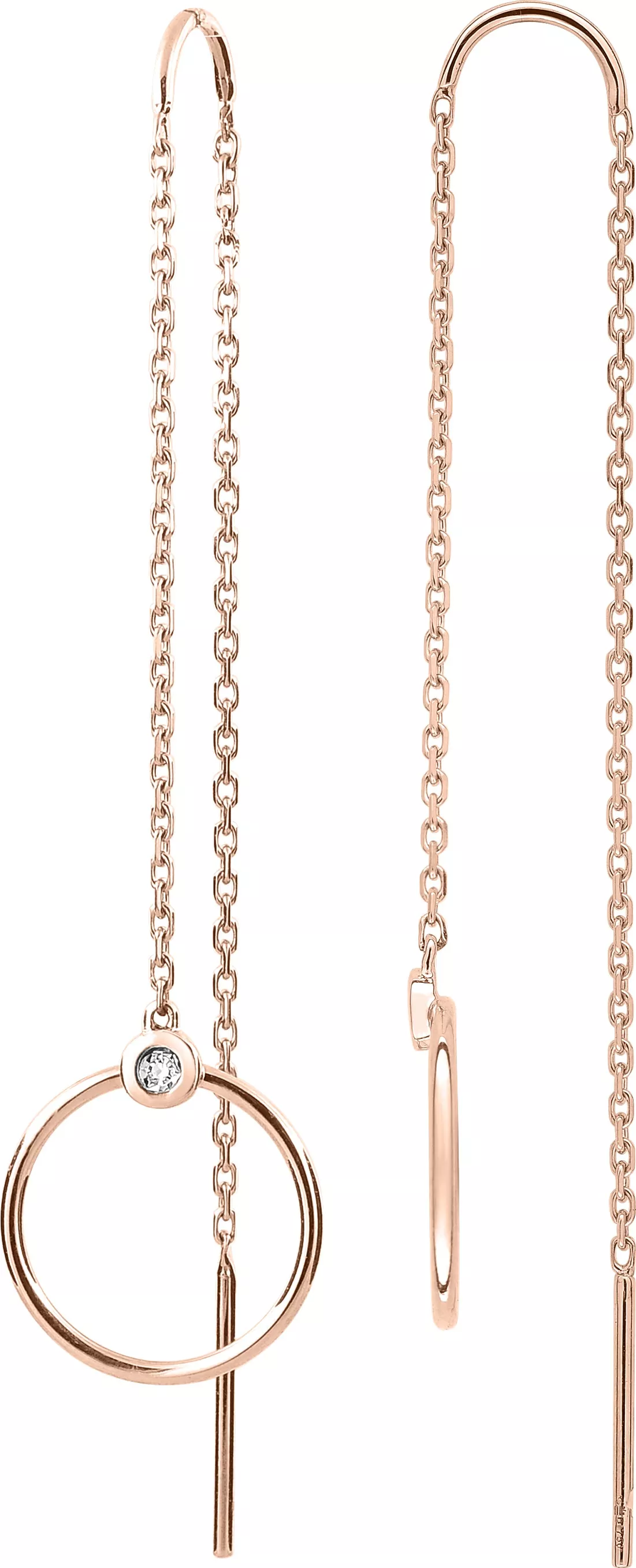 Boucles d'oreilles Or Rose et Blanc Iassmina Diamant - Boucles d'oreilles en Or 375 9k