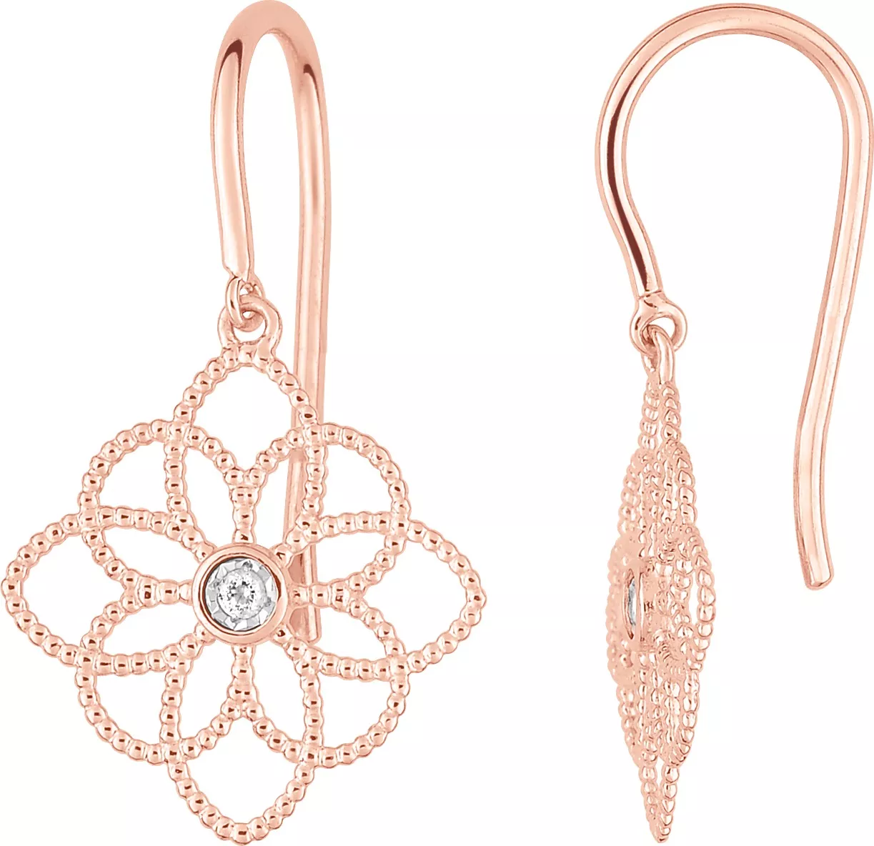Boucles d'oreilles Or Rose Kounta Diamant - Boucles d'oreilles en Or 750 18k