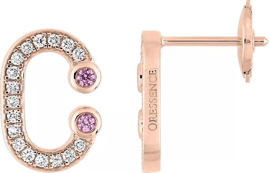 Boucles d'oreilles Or Rose Emony Diamant Saphir Rose - Boucles d'oreilles en Or 750 18k