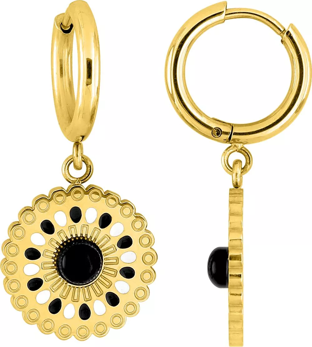 Boucles d'oreilles Pendantes Acier Metulia Agate Noir - Boucles d'oreilles en Acier - Bijoux en Vogue