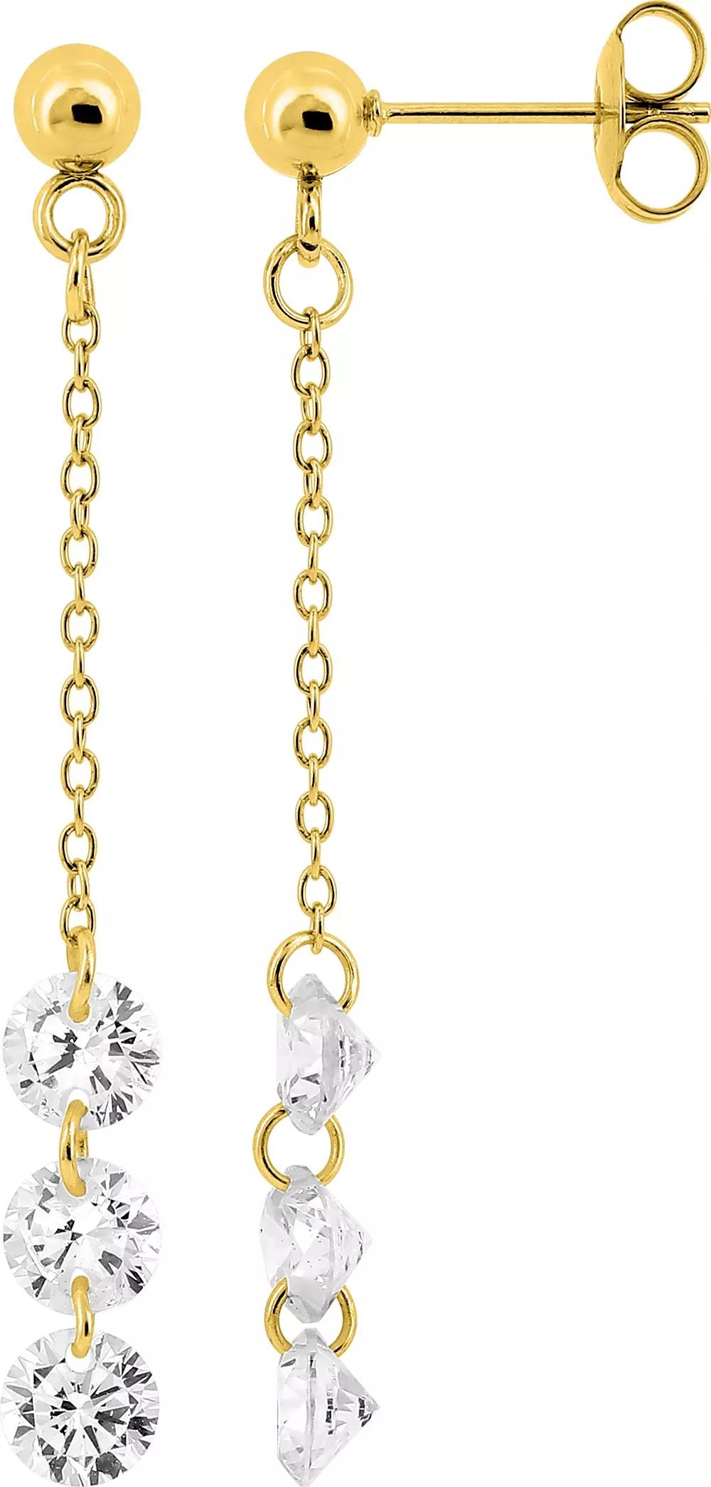 Boucles d'oreilles Pendantes Acier Doré Albonie Cristal Blanc - Boucles d'oreilles en Acier - Bijoux en Vogue