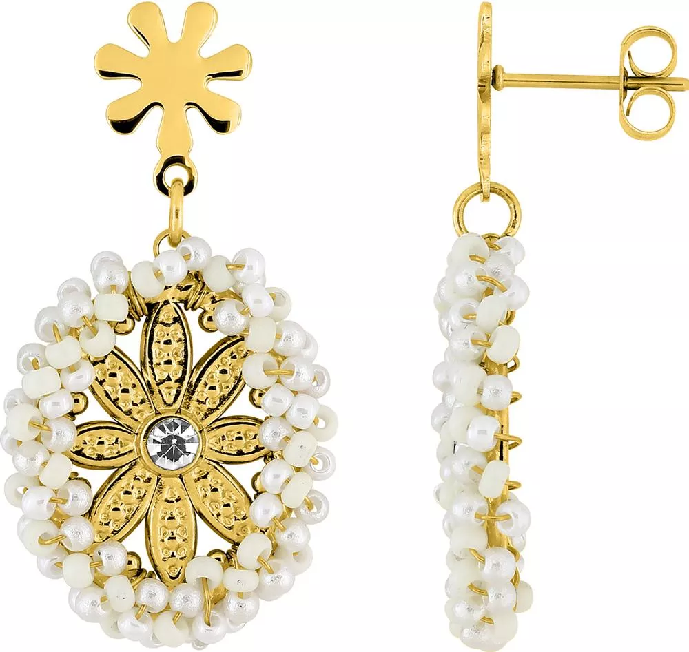 Boucles d'oreilles Pendantes Acier Doré Pantipa Cristal - Boucles d'oreilles en Acier - Bijoux en Vogue