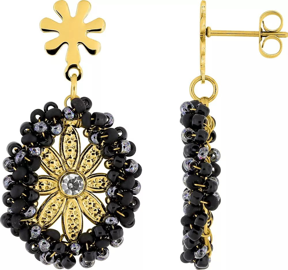 Boucles d'oreilles Pendantes Acier Doré Kledidja Cristal - Boucles d'oreilles en Acier - Bijoux en Vogue