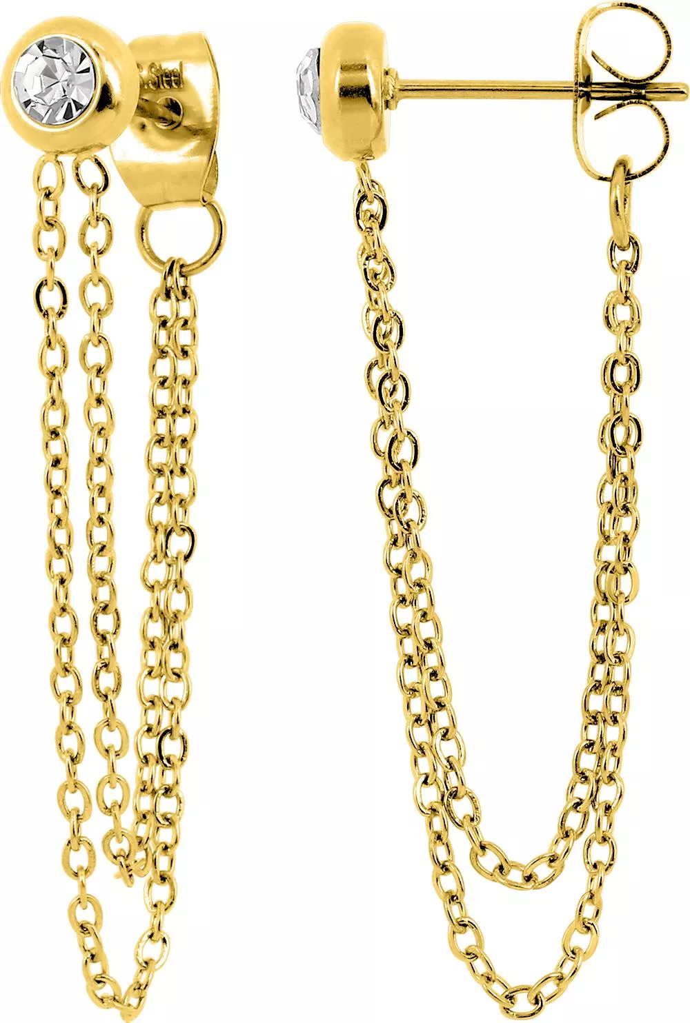 Boucles d'oreilles Pendantes Acier Doré Etinosa Cristal - Boucles d'oreilles en Acier - Bijoux en Vogue