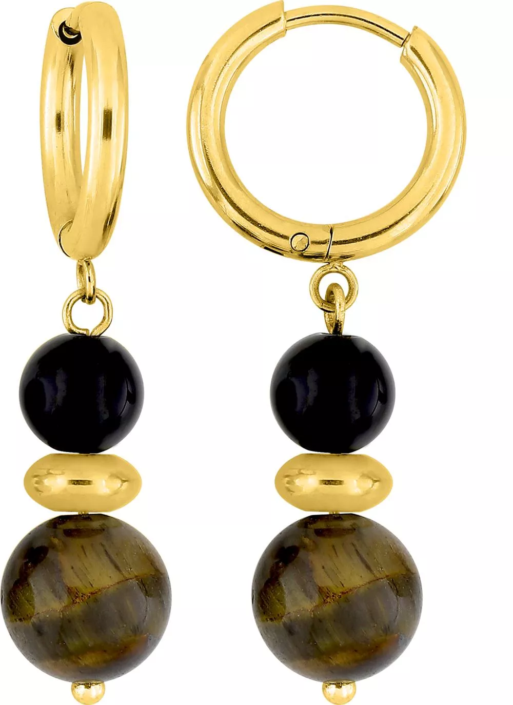 Boucles d'oreilles Pendantes Acier Doré Aislin Oeil de tigre - Boucles d'oreilles en Acier - Bijoux en Vogue