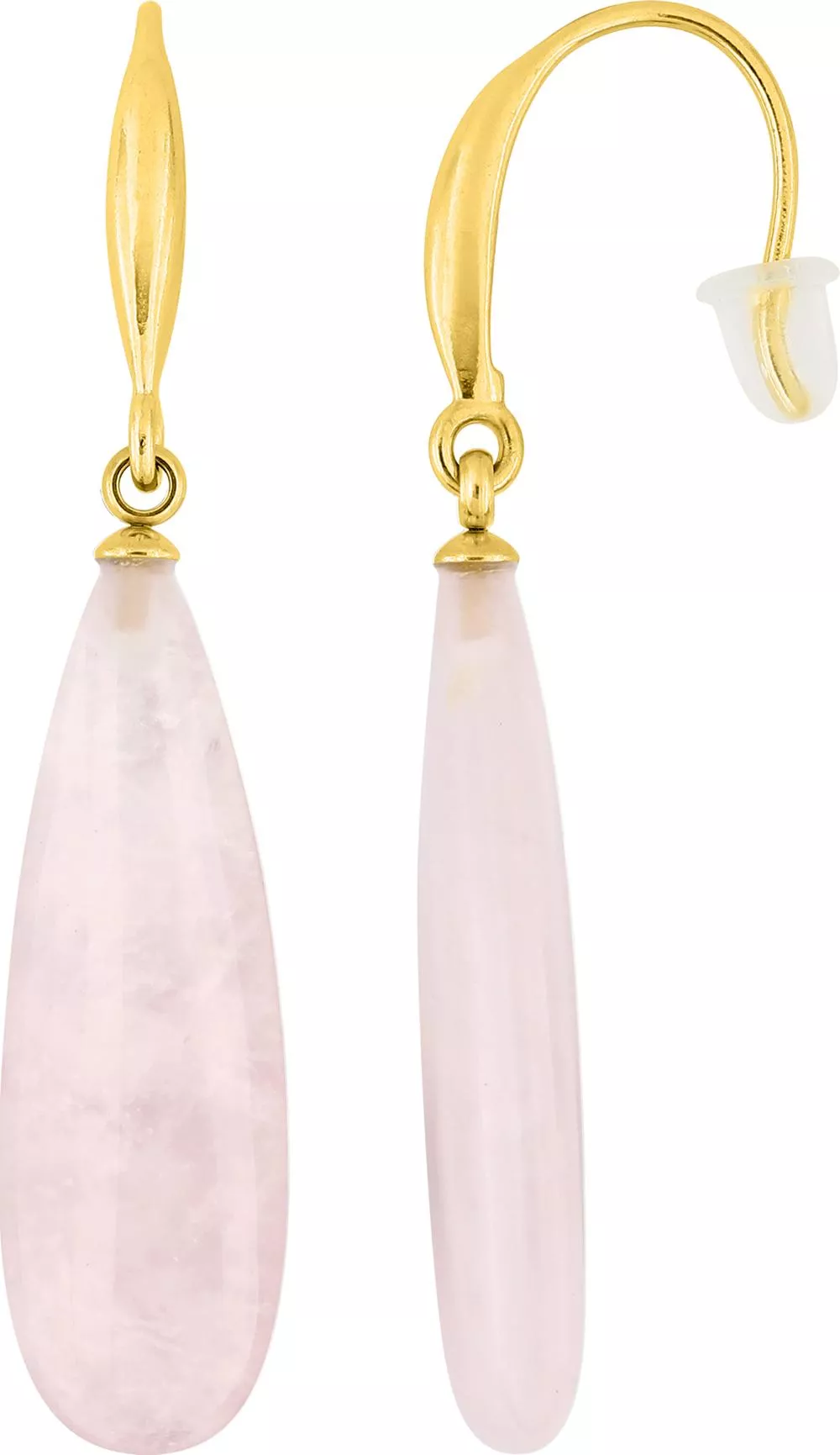 Boucles d'oreilles Pendantes Acier Doré Jacineiva Quartz Rose - Boucles d'oreilles en Acier - Bijoux en Vogue