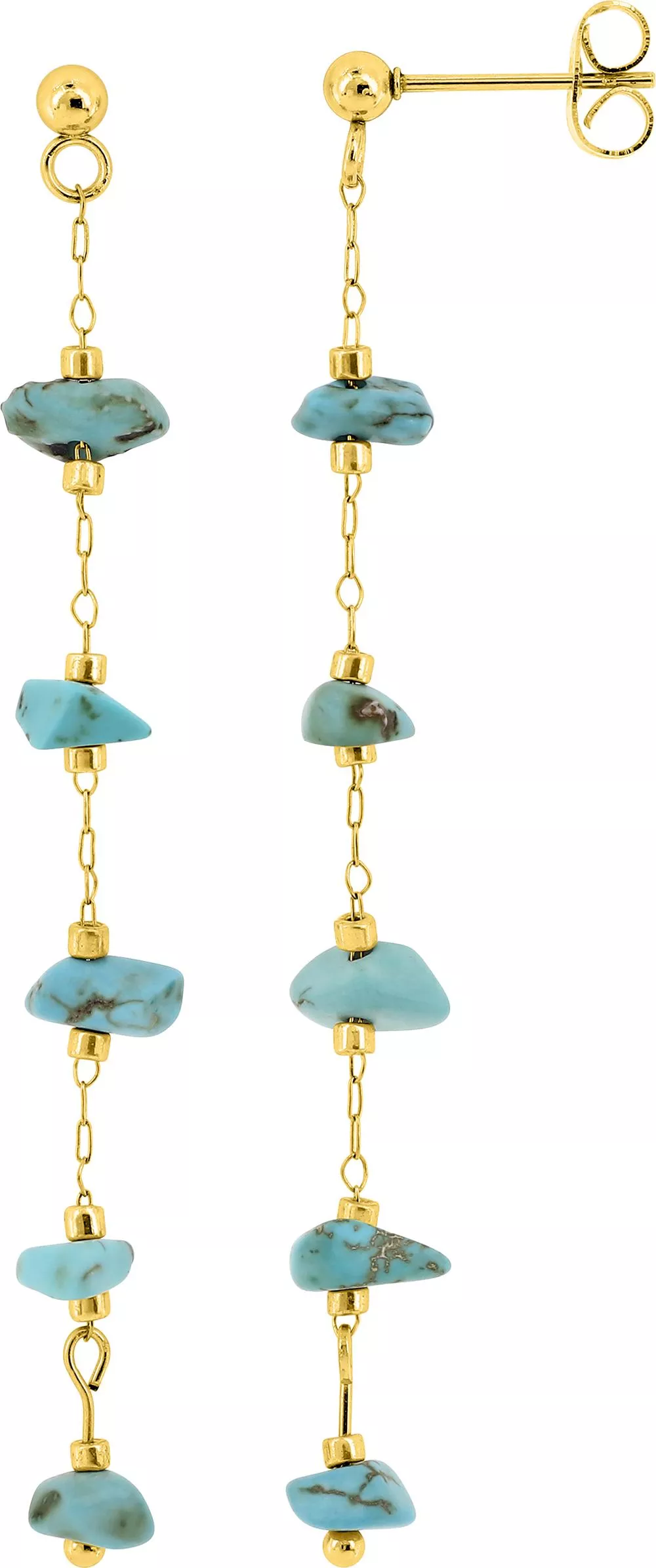 Boucles d'oreilles Pendantes Acier Doré Lahoncine Turquoise - Boucles d'oreilles en Acier - Bijoux en Vogue