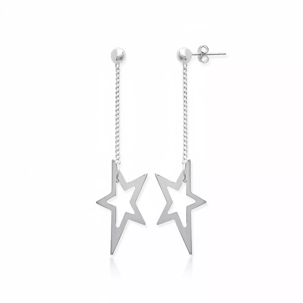 Boucles d'oreilles Pendantes Argent Stine Étoile - Boucles d'oreilles en Argent 925 - Bijoux en Vogue