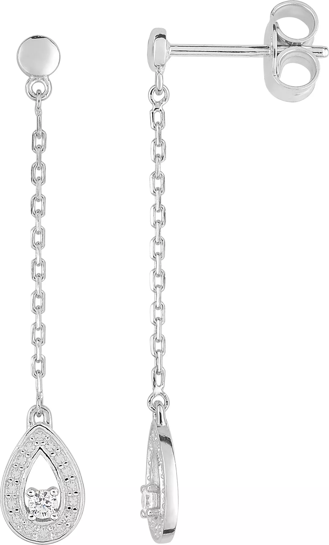 Boucles d'oreilles Pendantes Argent Fengxi Zirconium Plume - Boucles d'oreilles en Argent 925 - Bijoux en Vogue