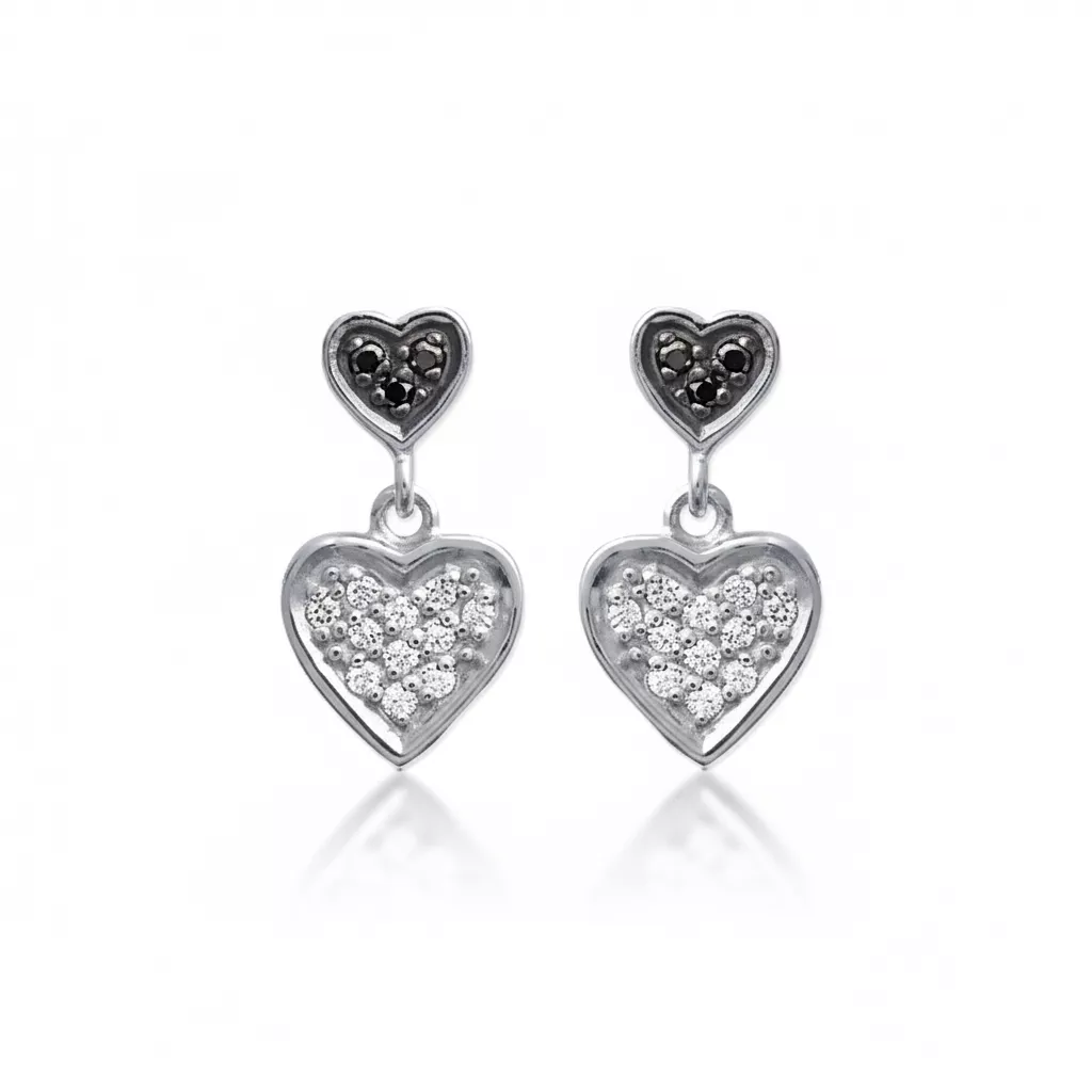 Boucles d'oreilles Pendantes Argent Radita Zirconium Coeurs Couleurs - Boucles d'oreilles en Argent 925 - Bijoux en Vogue