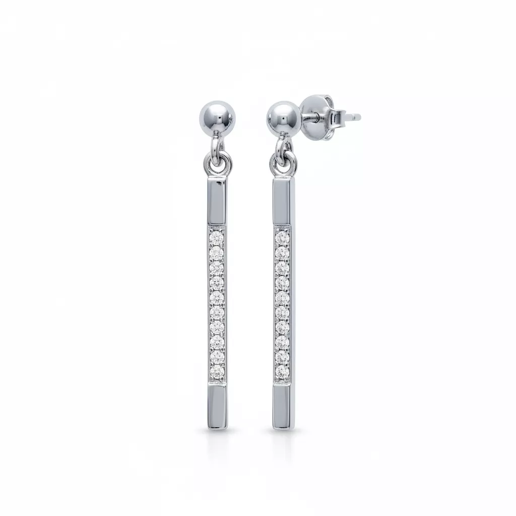 Boucles d'oreilles Pendantes Argent Mouette Zirconium Minimaliste - Boucles d'oreilles en Argent 925