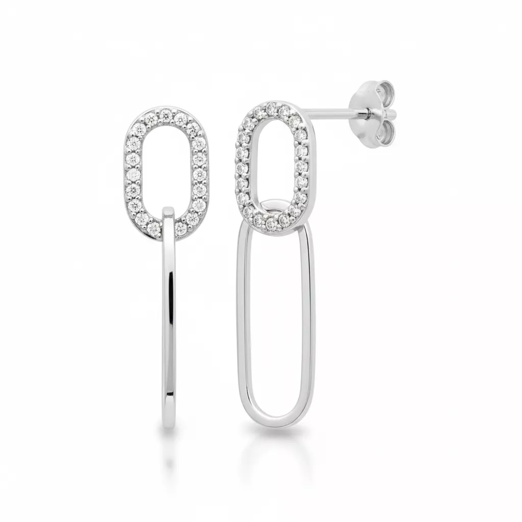 Boucles d'oreilles Pendantes Argent Jiratchaya Zirconium Croisé - Boucles d'oreilles en Argent 925