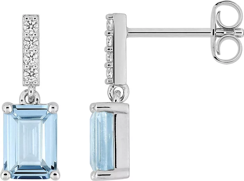 Boucles d'oreilles Pendantes Argent Ganda Zirconium Blanc Bleu - Boucles d'oreilles en Argent 925