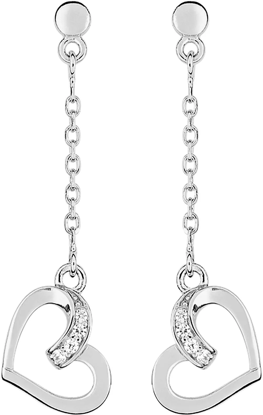 Boucles d'oreilles Pendantes Argent Ionna Zirconium Coeur - Boucles d'oreilles en Argent 925 - Bijoux en Vogue