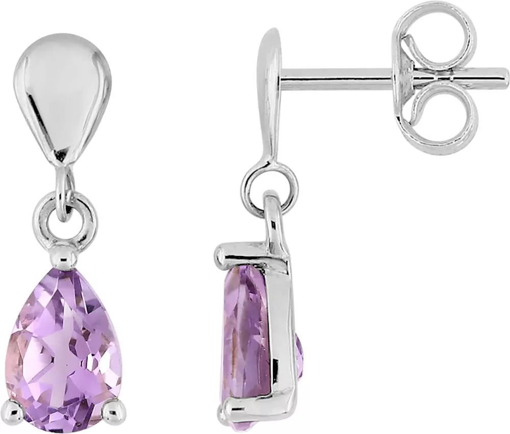 Boucles d'oreilles Pendantes Or Blanc Yonna Améthyste - Boucles d'oreilles en Or 375 9k - Bijoux en Vogue