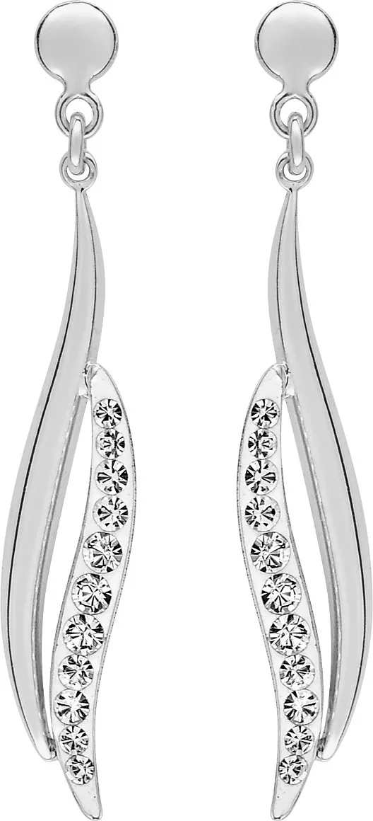 Boucles d'oreilles Pendantes Or Blanc Emmathilde Cristal Blanc - Boucles d'oreilles en Or 375 9k - Bijoux en Vogue