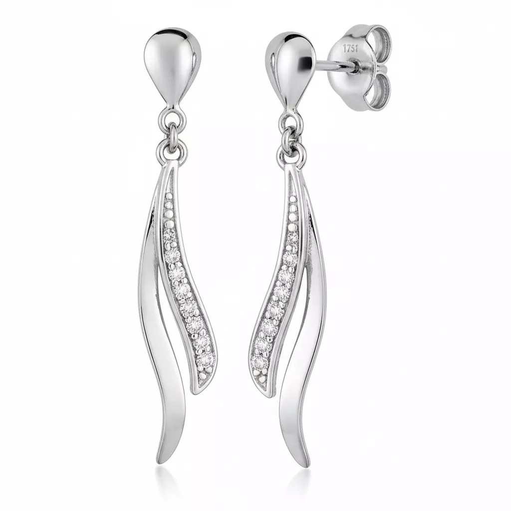 Boucles d'oreilles Pendantes Or Blanc Diamant - Boucles d'oreilles en Or 375 9k
