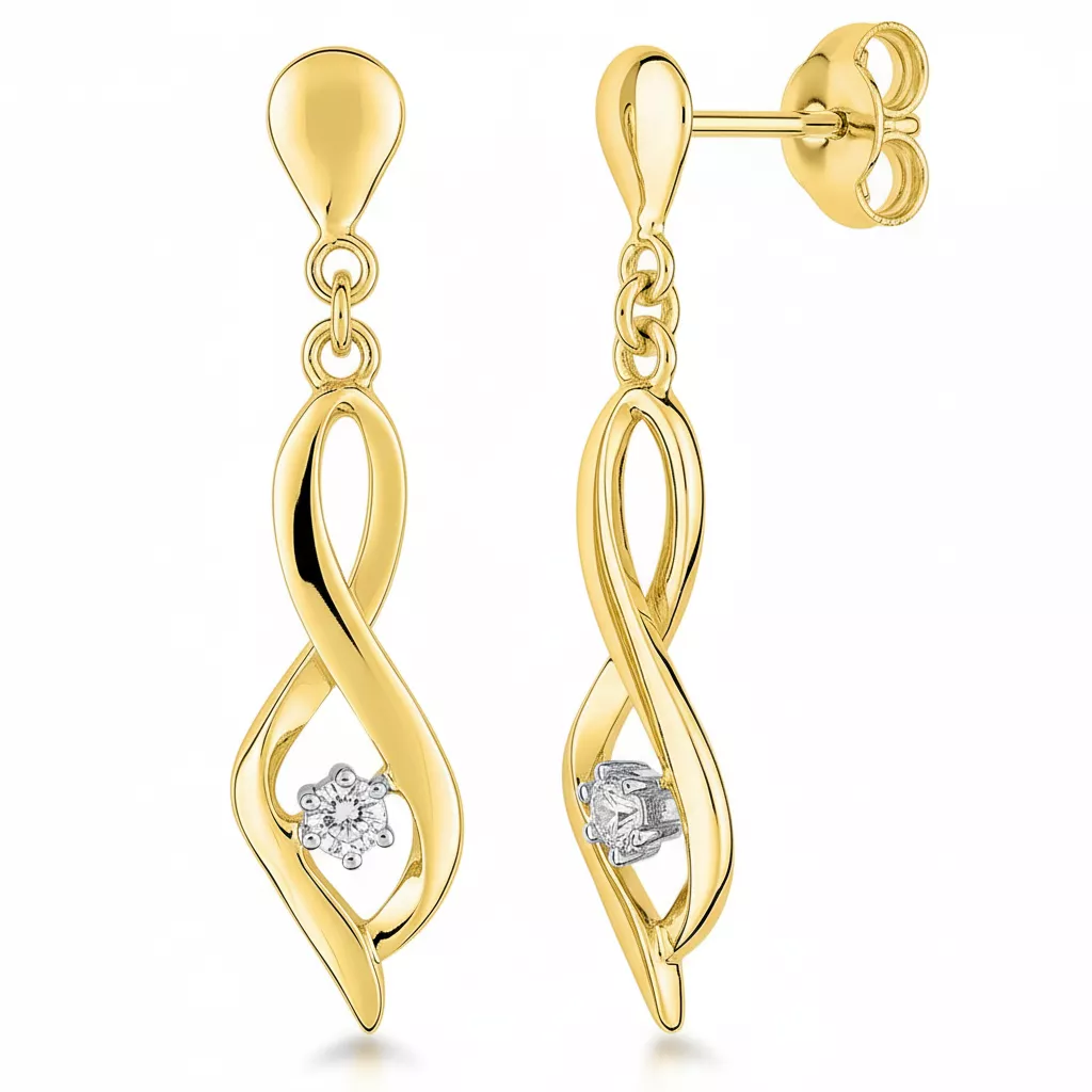 Boucles d'oreilles Pendantes Or Blanc et Jaune Diamant GH P2 - Boucles d'oreilles en Or 375 9k - Bijoux en Vogue