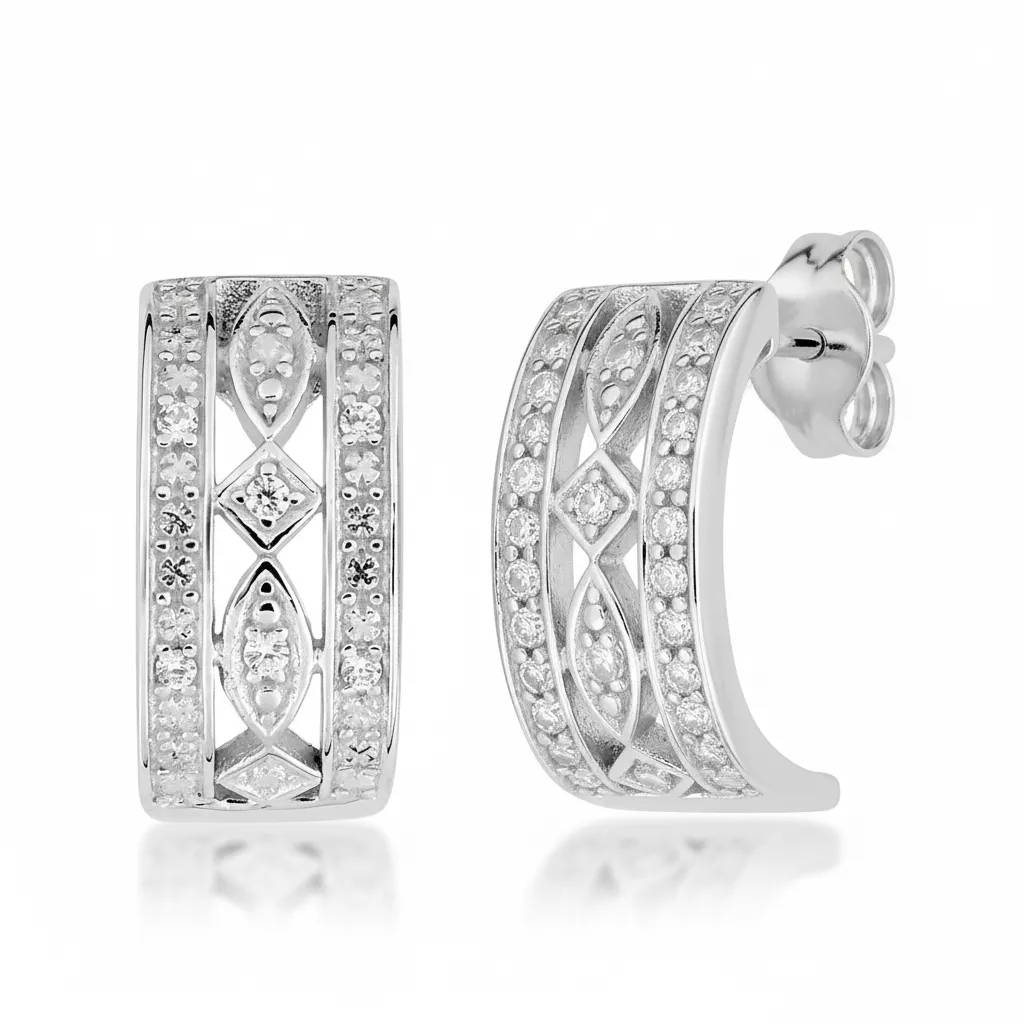 Boucles d'oreilles Pendantes Or Blanc Diamant - Boucles d'oreilles en Or 375 9k - Bijoux en Vogue