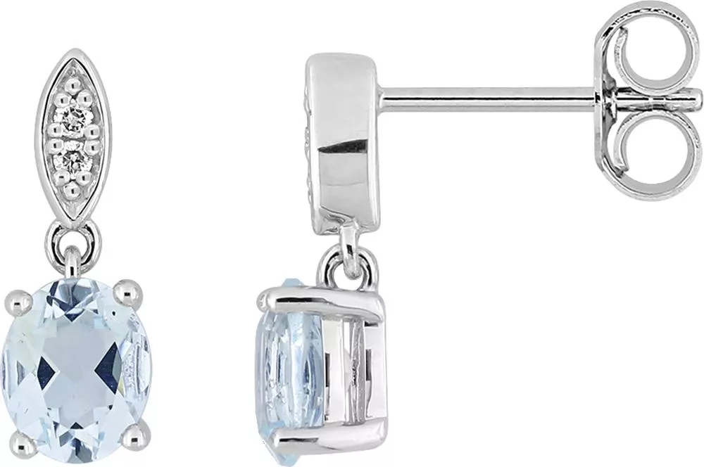 Boucles d'oreilles Pendantes Or Blanc Elpise Diamant - Boucles d'oreilles en Or 375 9k