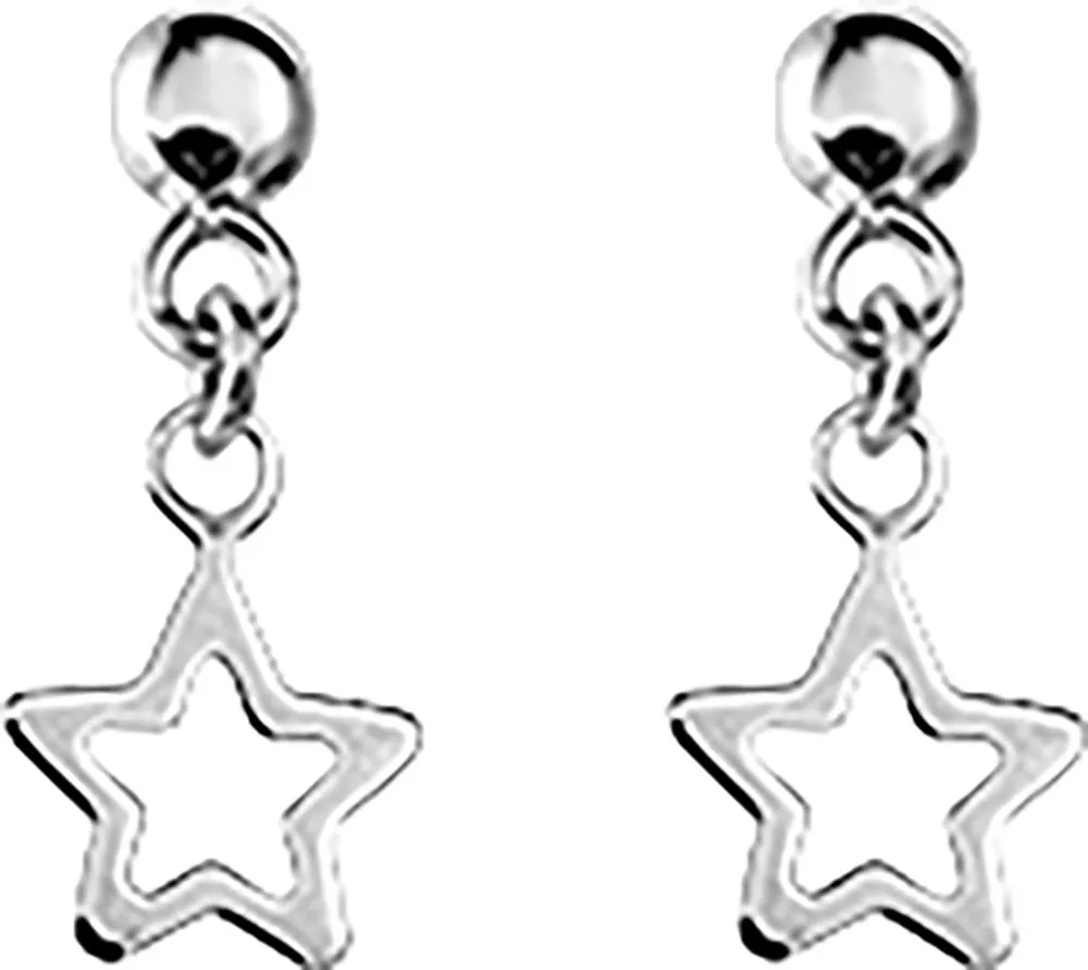 Boucles d'oreilles Pendantes Or Blanc Gadiaga Étoile - Boucles d'oreilles en Or 375 9k - Bijoux en Vogue