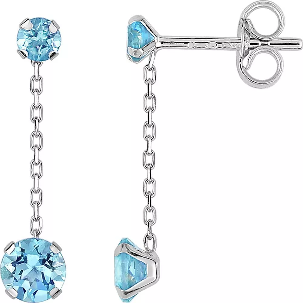 Boucles d'oreilles Pendantes Or Blanc Axeline bleu Topaze - Boucles d'oreilles en Or 375 9k - Bijoux en Vogue