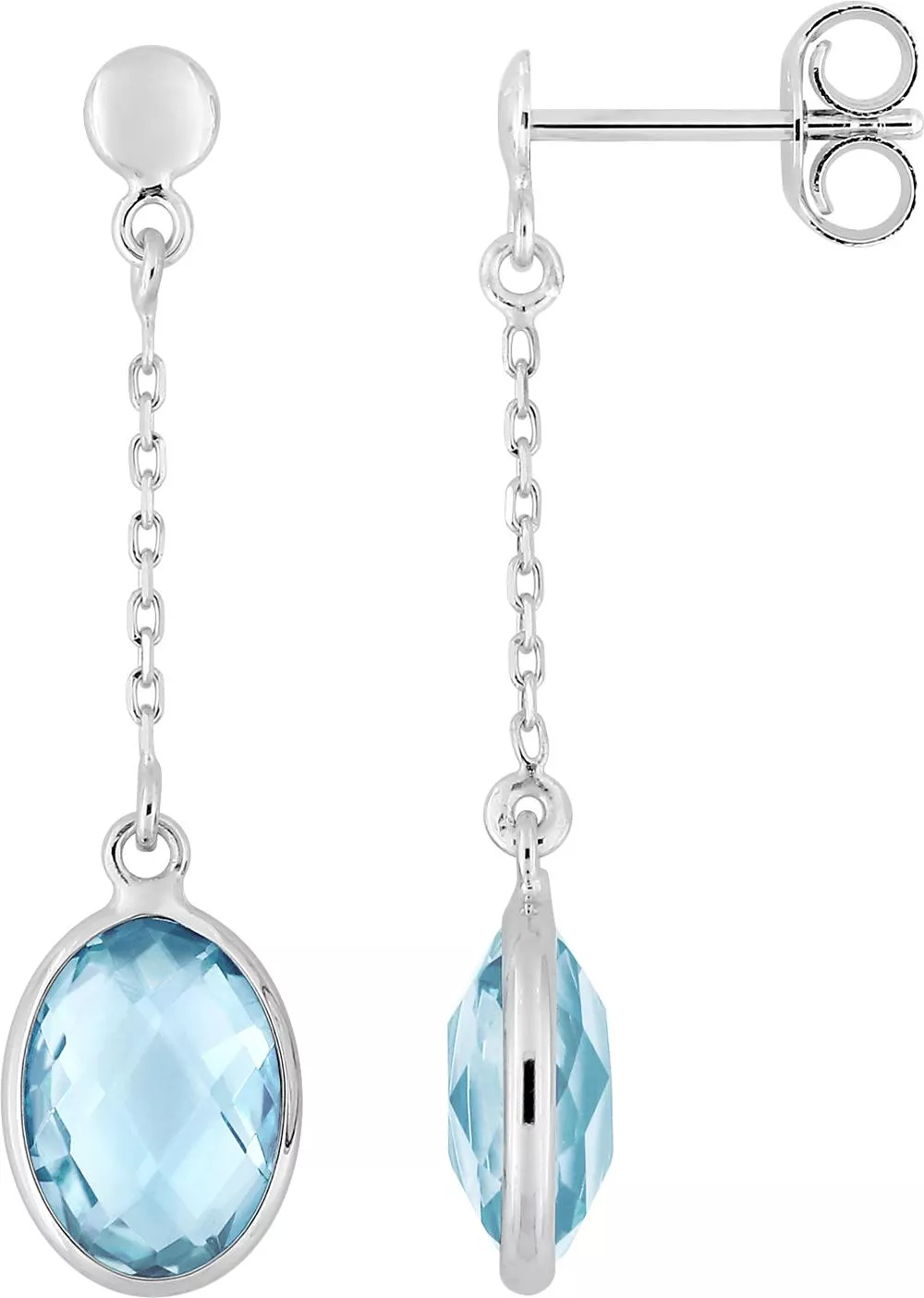Boucles d'oreilles Pendantes Or Blanc Acla bleu Topaze - Boucles d'oreilles en Or 375 9k - Bijoux en Vogue
