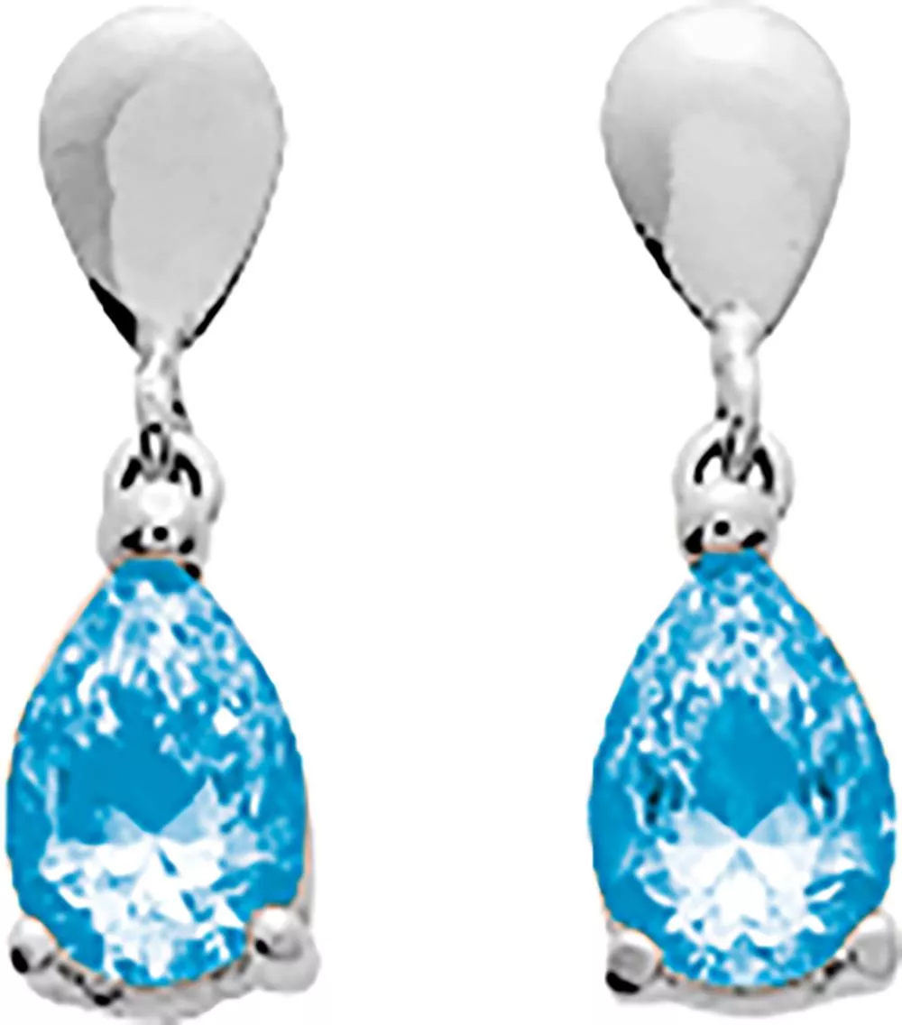 Boucles d'oreilles Pendantes Or Blanc Mahatma bleu Topaze - Boucles d'oreilles en Or 375 9k - Bijoux en Vogue
